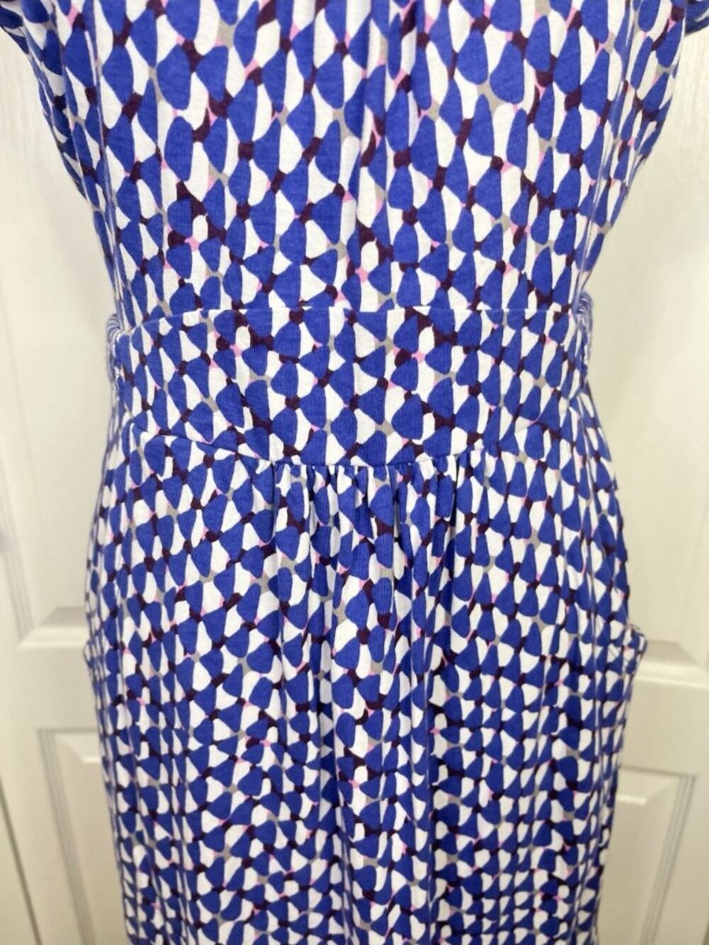 Boden Jersey Margot Sz 8R Dress Pockets Geometric Cap Minimimalist Quiet Luxury - Picture 4 of 11